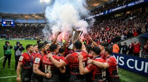 Joueurs du Stade Toulousain célébrant au Stadium, Champions Cup 2026