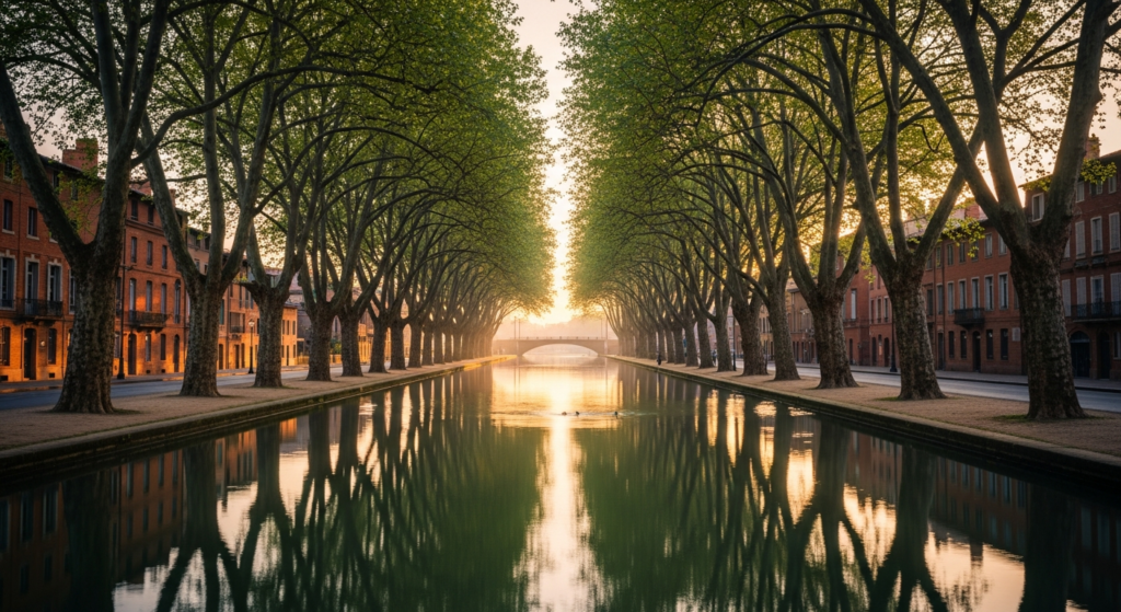 Le canal de Brienne à Toulouse bordé de platanes centenaires