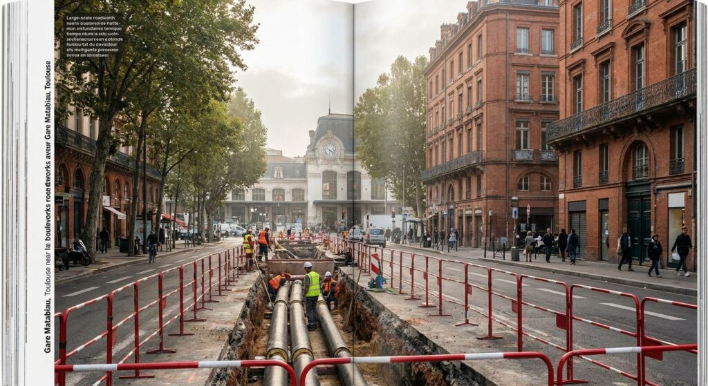 Travaux du réseau de chaleur autour de Matabiau à Toulouse