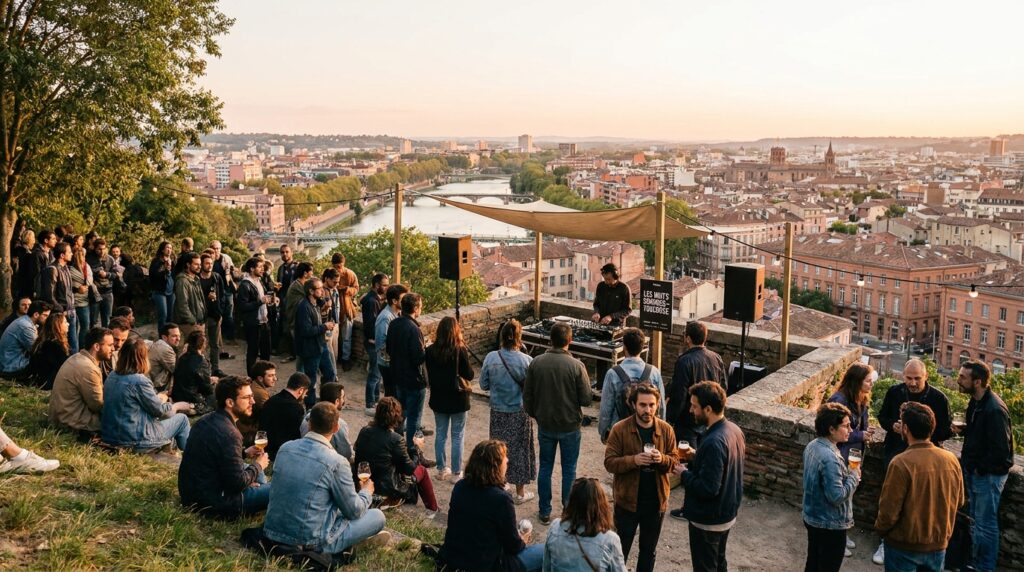 Open air à Toulouse au coucher du soleil sur les hauteurs de la ville