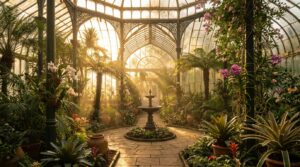 Intérieur des serres municipales de Toulouse avec plantes tropicales