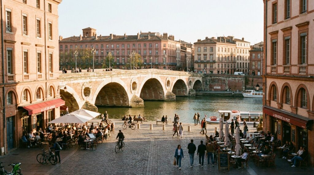Vue fidèle de Toulouse sur les bords de Garonne pour un week-end en ville
