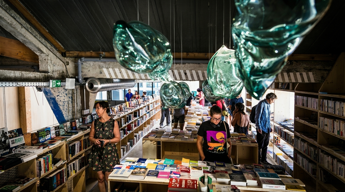 Les Halles de la Cartoucherie à Toulouse, ancienne halle industrielle reconvertie en lieu de vie culturel et gourmand