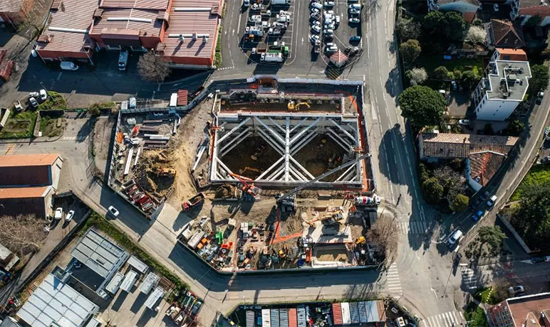 Chantier de la ligne C du métro à Toulouse