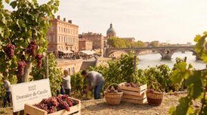Vigne au verger de Candie à Toulouse, grappes de raisin mûres et ambiance de fin d’été