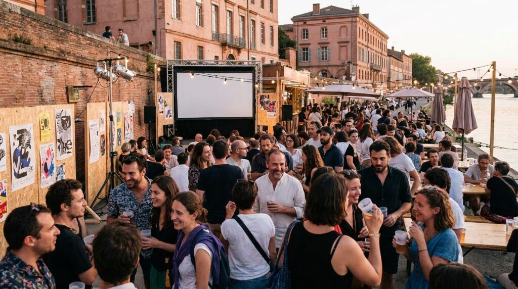 Ambiance de festival de cinéma indépendant au Port Viguerie à Toulouse pour le FIFIGROT
