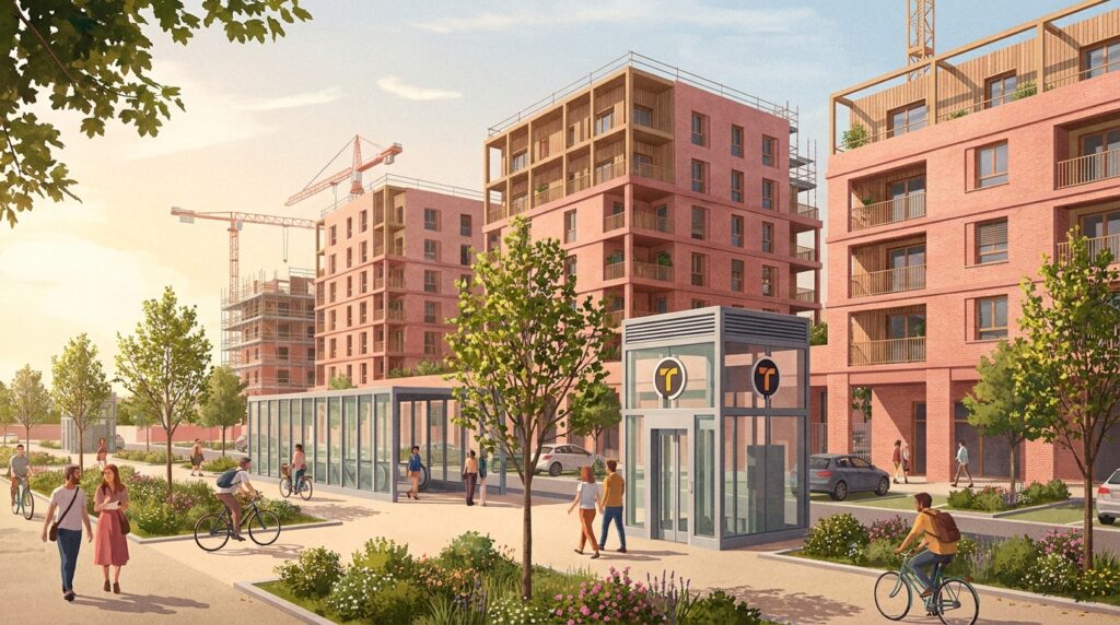 Illustration éditoriale Toulouse parkings-relais et transformation urbaine
