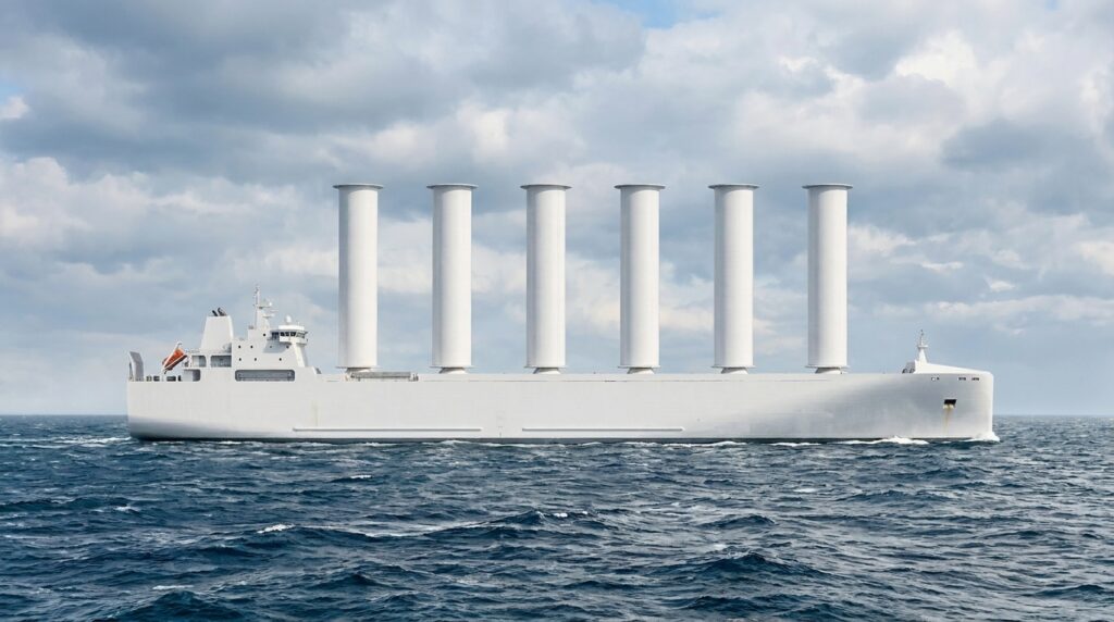 Illustration du Spirit of Toulouse, cargo Airbus équipé de six rotors à vent